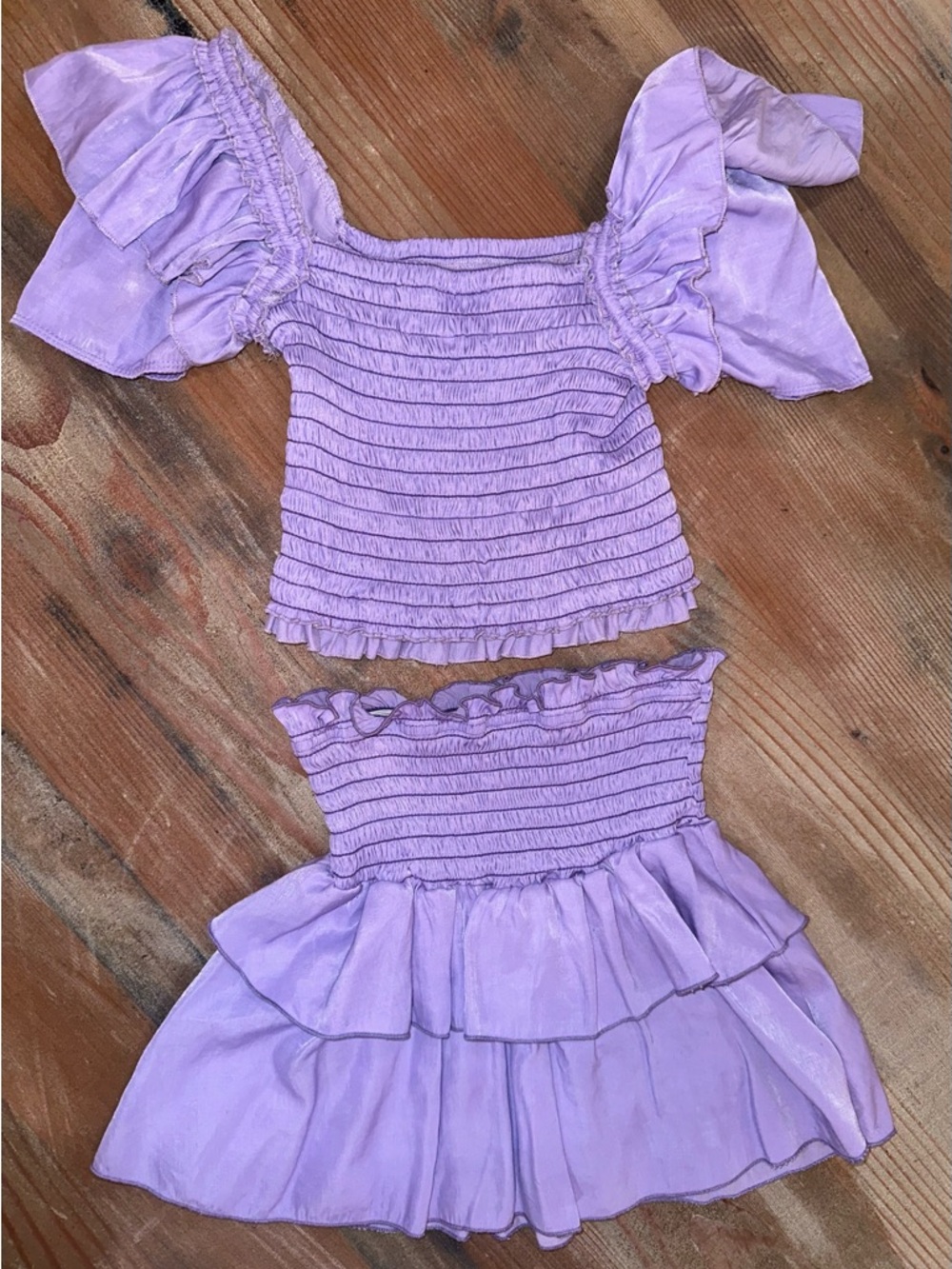 Cheryl Kids Lilac Smocked Two-Piece Girls Dress Set